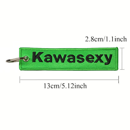 JDM Kawasexy Logo Key Chain For Kawasaki Motocycle Key Ring Cars Keychain Gifts Double Sided Embroidery Fashion Keychain
