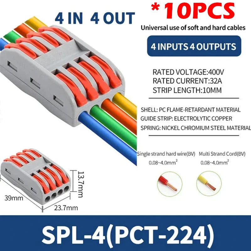 SPL2/3/4/5 Connector Wiring Terminal Quick PCT Lamp Wire Connector Parallel Wire Junction Box 1/2/3/4/5 in Multiple Out Splitter