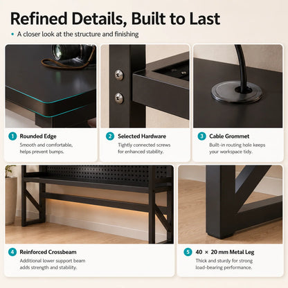 AOLIVIYA 80/100cm E-sports Table Home Desk Bookshelf Student Learning Office Desktop Computer Desk