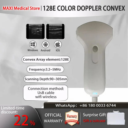 Portable WIFI Ultrasound Scanner Machine Wireless Ultrasound Probe Scanner Machine Support iOS Android Windows Free Suitcase