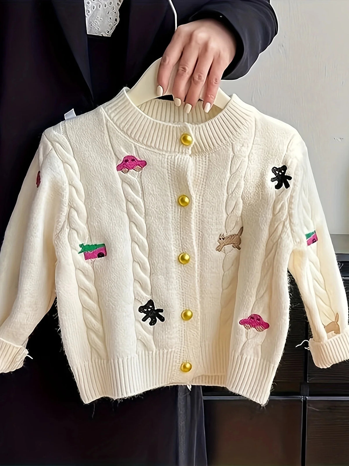 Girls' Sweater Cardigan Jacket Spring and Autumn New Style Spring Girl Baby Spring Clothing Kidsren's Knitwear Top