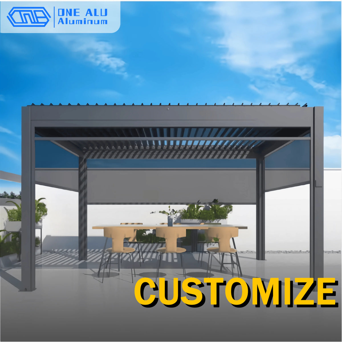 Motorized Bioclimatic Aluminum Pergola Adjustable Louvered Roof Outdoor Garden Gazebo For Patio Yard Deck All Weather Use