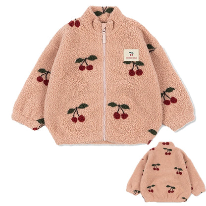 2026 KS Autumn Winter Baby Girls Boys Lambswool Jackets Boys Embroidery Cartoon Outerwear Kids Clothes Children's Coats 1-9Yrs