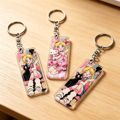 Sailor Moon Acrylic Keychain Backpack Anime Figures Two-dimensional Peripheral Keyring Pendant Decorative Ornament Keychains