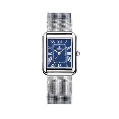 OGEDA Waterproof Couple Watches Casual Fashion Quartz Stainless Steel Leather Strap Square Dial Men's And Women's Lover Watch