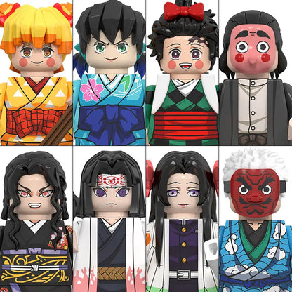 Demon Slayer Miniatures, Tan Errou, NeiZuko, Guiyou, Shinobu, collectible action figures, children's assembled toys, gifts.