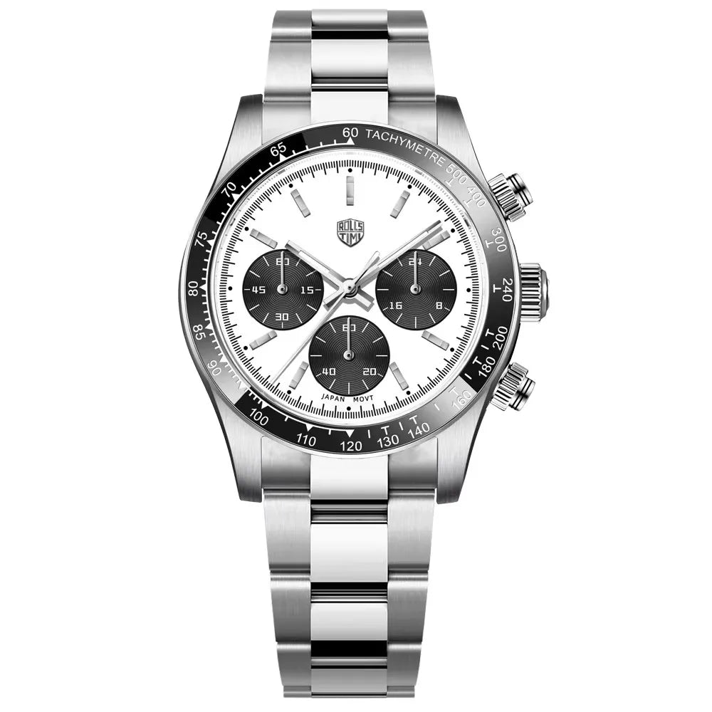 2025 New RollsTimi Men's Watches Luxury Quartz Chronograph Watch For Man AR Sapphire Mirror Waterproof Men Gift Clock Luminous