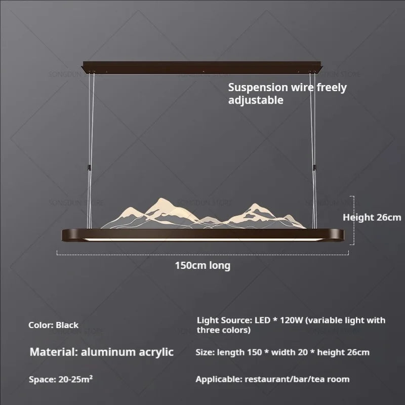 Modern Simple Living Room Light Study Light Tea Room Bar Zen Landscape Chandelier