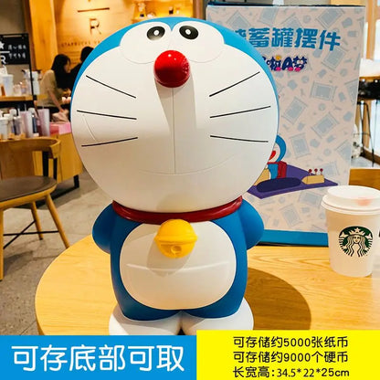 Large Size Doraemon Action Figures Toys Anime Kawaii Piggy Bank Pvc Figurines Decoration Model Toy Statue Decor Birthday Gifts