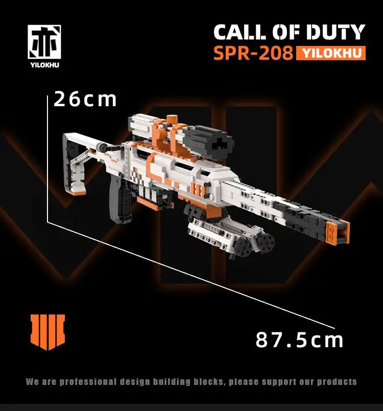1500PCS Technical SPR-208 Shooting Rifle Building Blocks MOC Technical Can Shoot Projectile Shells Assemble Bricks Toy Gift
