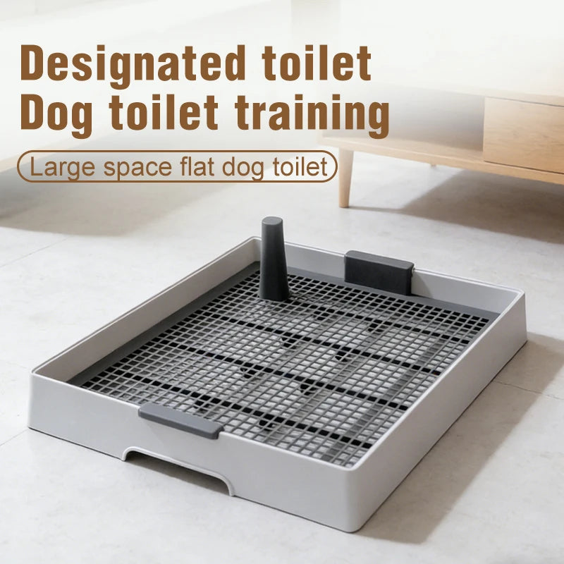 Flat Dog Potty Tray for Small & Medium-Sized Dogs - Pee Pad Fixation Flushable Anti-Stepping MessMess Easy Clean