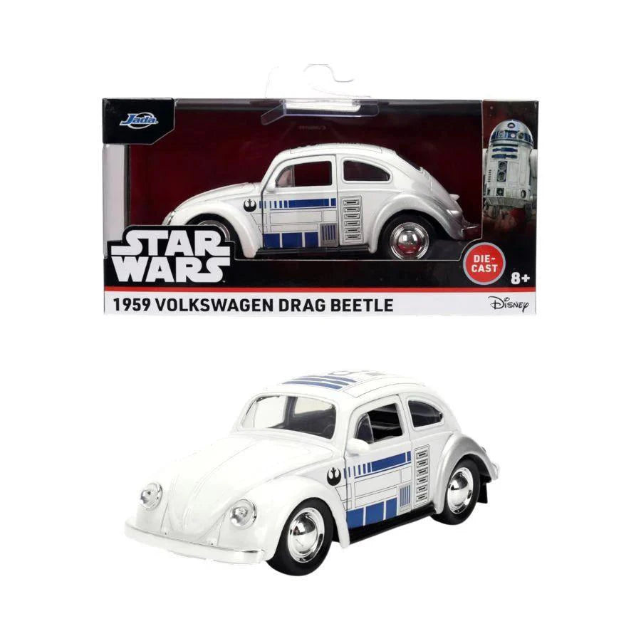 Jada 1:32 Star Wars Rides Diecast Cars - Ford GT Boba Fett, Dodge Challenger Stormtrooper, VW Beetle R2-D2, Collectible Gift Toy