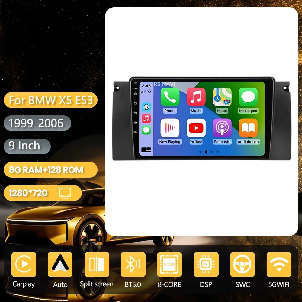 Android 16 Carplay Auto 2K Screen Car Radio Multimedia Player For BMW M5 E39 1995-2006 E53 X5 M5 2din Autoradio Stereo Head Unit