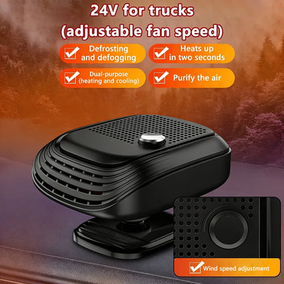 360° Rotation Winter Fast Car Heater 12V/24V Car Heater Fan Large Blowing Area Adjustable Wind Speed Windshield Defogging 2026