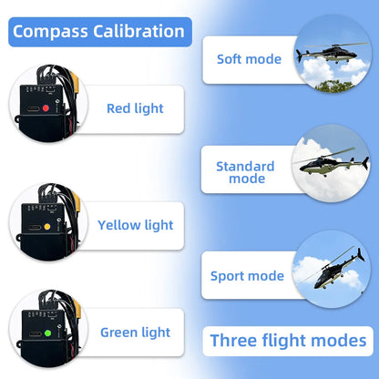 FLY WING Airwolf RC Helicopter Retractable landing gear LED light ACE Flight Control GPS 470 FLY WING Airwolf Scale Helicopter