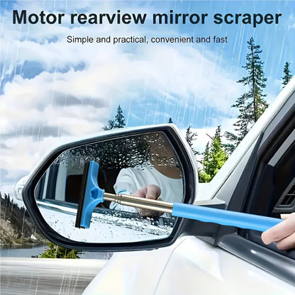 Car Rearview Mirror Wiper, Telescopic Squeegee for Auto Glass, Portable Water Cleaner Rod, Mini Automotive Cleaning Tool