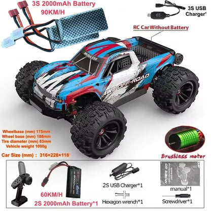 90KM/H Brushless RC Car 4WD Big Electric High Speed Off-Road Climbing Remote Control Drift Car Vehical Truck RC Racing Car Toys