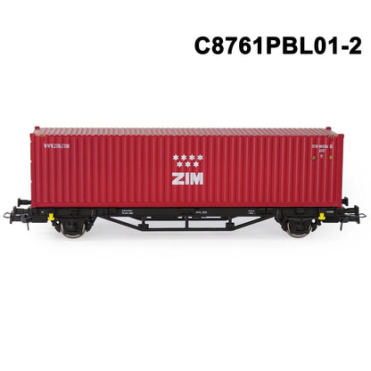 Evemodel Model Railway HO Scale 1:87 Flat Car with Container 20ft 40ft Shipping Cargo Box Lot C8761