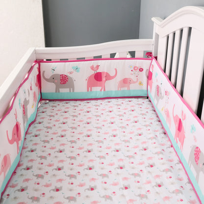 Crib Rail Cover Set and Baby Crib Liner  Baby Bumperless Crib Cot Protector Infant Bebe Bedding Set