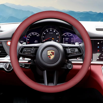 Leather Car Steering Wheel Cover for Porsche Cayenne Macan Panamera 718 2024 2025 Accessories