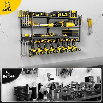 Iron Multifunctional Drill Rack Wall Mounted Electric Tool Rack Hand Drill Storage Rack Garage Screwdriver Organizer Tools
