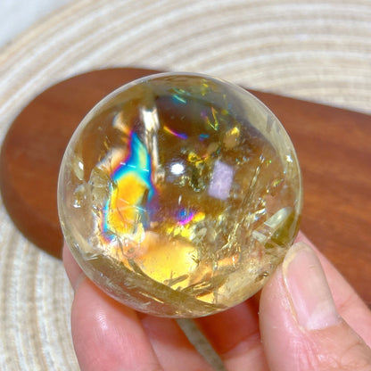 Healing Natural Crystal Brazil Smokey Citrine Quartz Sphere Rainbow Polished Ball High Quality Precious Home Decoration Gift
