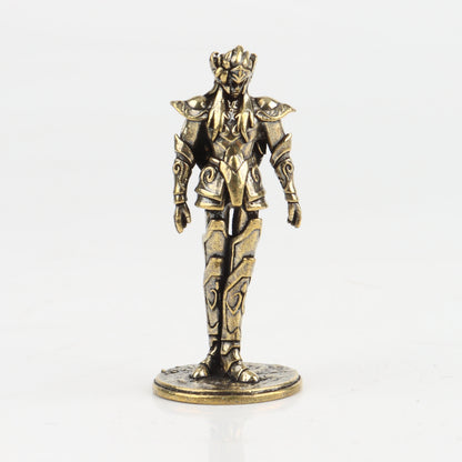 Gold Saint brass Mini Figures twelve zodiac Saint Seiya ornament cartoon model desktop decoration copper gift