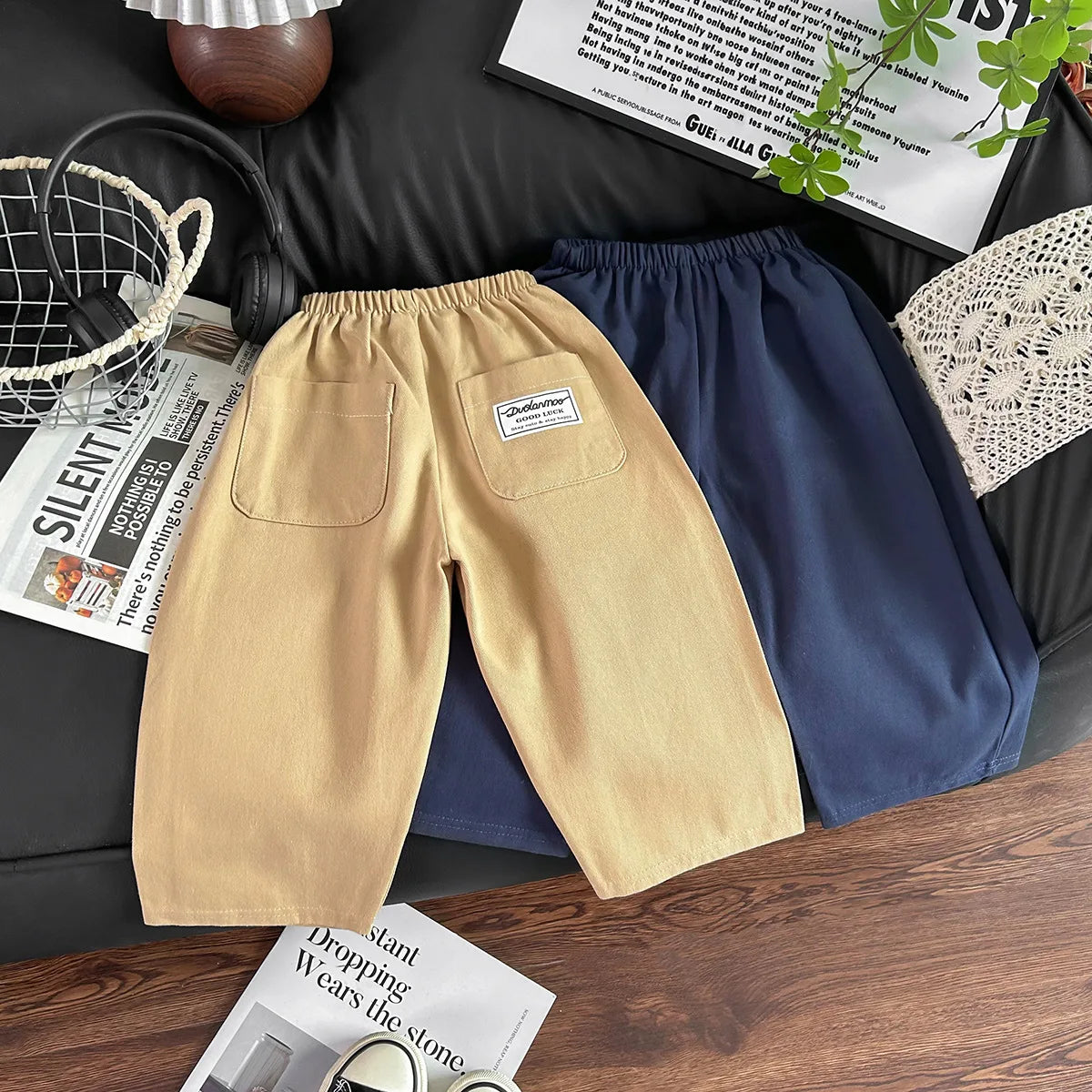 1 Piece Children's Spring Autumn Trousers Boys Girls Straight Pants Casual Trousers