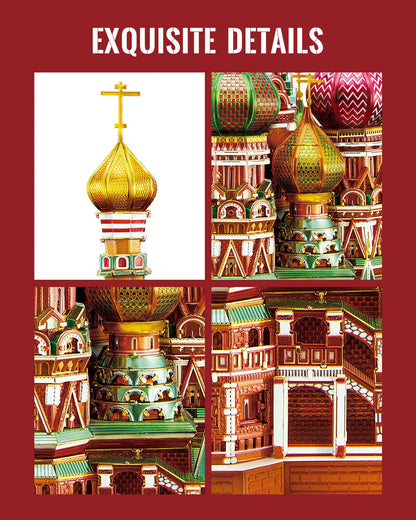 Piececool 3D Metal Model Kits Saint Basil's Cathedral 3D Metal Puzzle Model Building Kits for Adults Brain Teaser DIY Model Gift