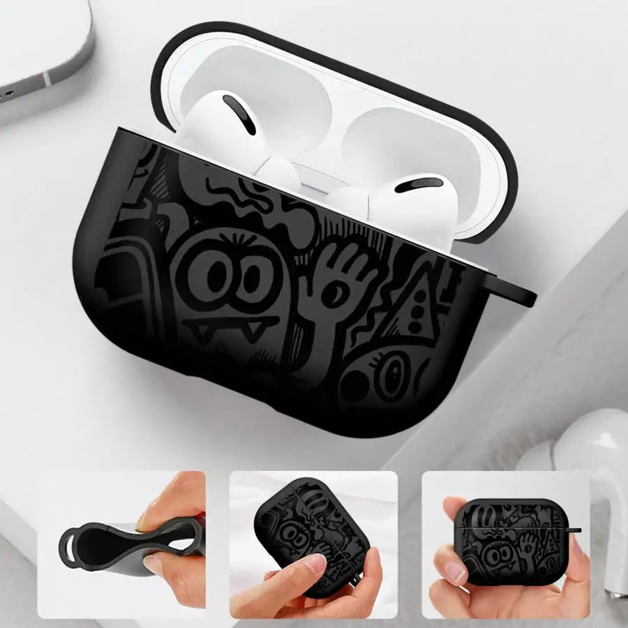 Case For Airpods 3 Pro3 4 Pro2 2 Pro 1 Earphone Cases Cover Super Cool Black Graffiti
