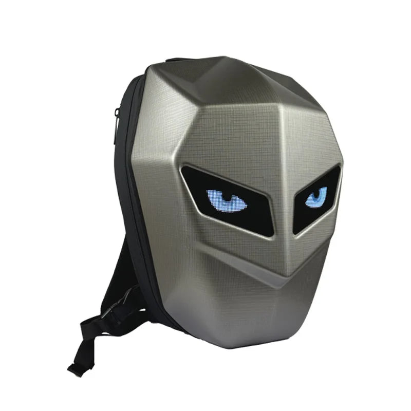 Motorcycle backpack with LED eyes men carbon fibre hard shell waterproof knight helmet bag riding motorcycle backpack luminous