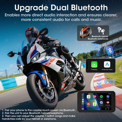 Jansite Dual Bluetooth Motorcycle Carplay Screen Navigation GPS Display IP67 Waterproof Support Helmet Intercom Moto Accessories
