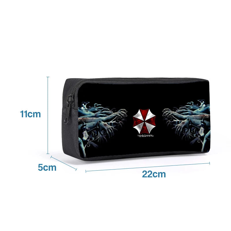 Cartoon Figure Resident Evil Print Pencilcase Kids Back To School Pencilbag Umbrella Corporation Stationary Storage Pouch Gifts