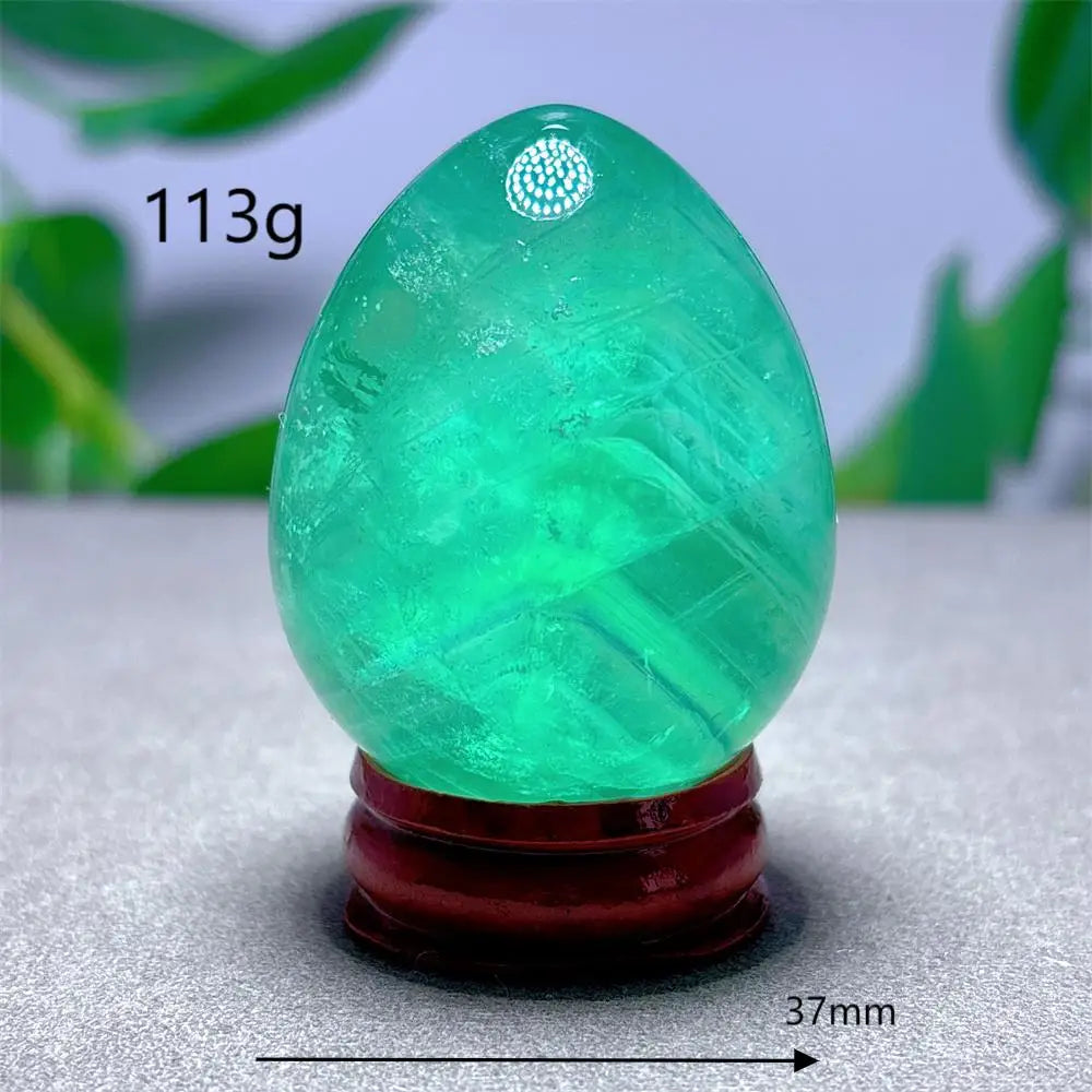 Rainbow Fluorite Egg Crystal Natural Stone Quartz Minerals Home Decoritems Reiki Gifts Energy Healing Luck Love Garden +Stand