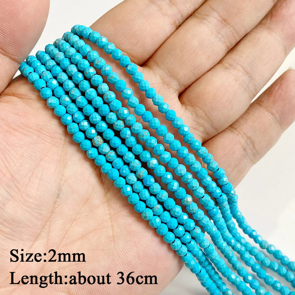 Blue Turquoise Stone Bead Irregular Round Oval Square Heart Loose Spacer DIY Beads Fit Jewelry Making Bracelet Necklace Handmade