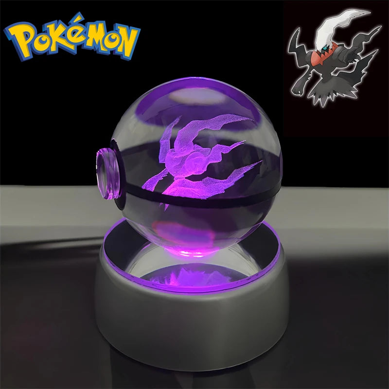 Pokemon 3D Crystal POKE BALL Figure Toys Snivy Dragonair Blastoise Venusaur Milotic Raichu Night Light LED Lamp Base Model Dolls