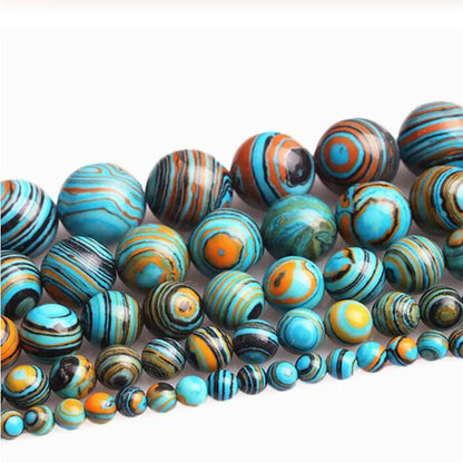 Natural Stone Beads Blue Malachite 8mm Polished Round Smooth Gemstone Beads for Jewelry Making 15 Inch