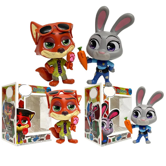 2pcs/style Zootopia Figure Judy Rabbit Nick Fox Handmade Model Cute Cartoon Anime Movie peripheral toys kids fans holiday gifts