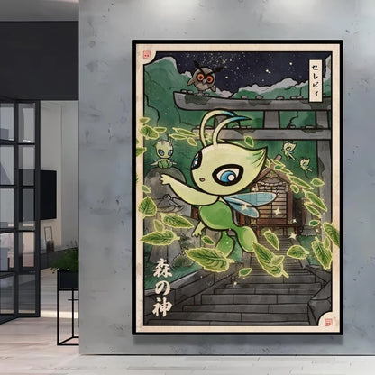 1pc frameless Canvas Paintings Retro Canvas Poster Prints Pokemon Gengar Blastoise Cartoon Character Picture Wall Art Home  Chil
