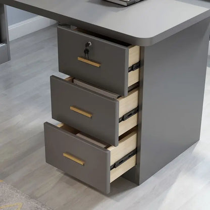 Writing Study Desk Integrated Bookshelf L-Shaped Computer Desk Bookcase Luxury Home Bedroom Office Computer Desk with Drawers