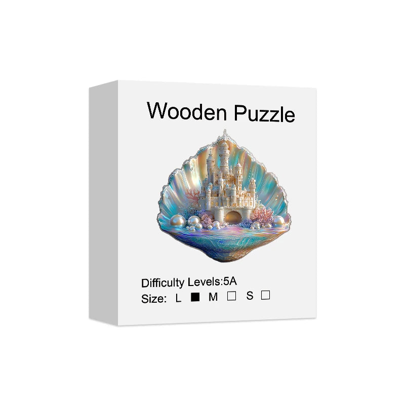 Wooden Puzzle for Adults -Shell Castle Puzzle, Unique Shape Wooden Jigsaw Puzzles, Modern Art Home Decor, Good Gift Idea