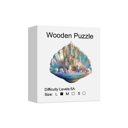 Wooden Puzzle for Adults -Shell Castle Puzzle, Unique Shape Wooden Jigsaw Puzzles, Modern Art Home Decor, Good Gift Idea