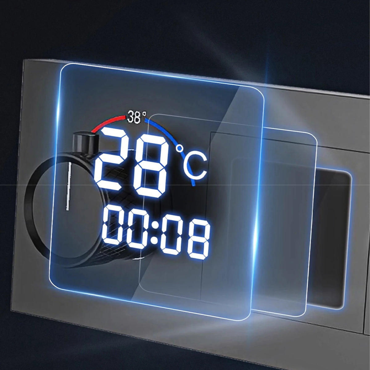 AITANA Luxury Black Brass LED Digital Display Constant Temperature Wall Mounted Bathroom Mixer Embedded 2-Function Shower System