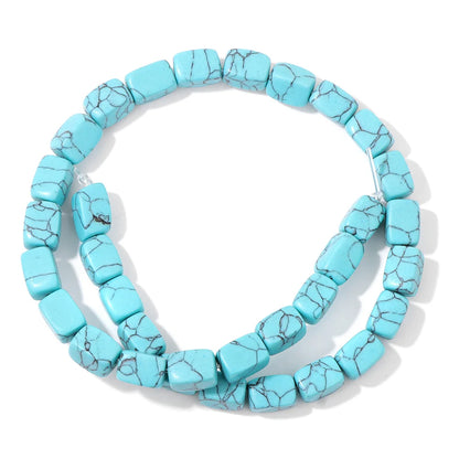 Blue Turquoise Stone Bead Irregular Round Oval Square Heart Loose Spacer DIY Beads Fit Jewelry Making Bracelet Necklace Handmade