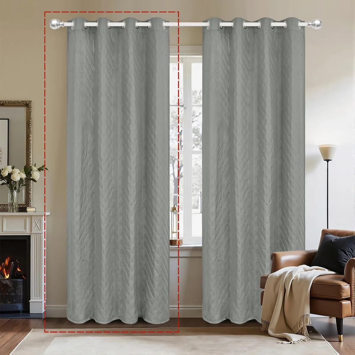 1panel 100% Blackout Winter Curtain, Warm Curtains for Living Room, Bedroom, Children Room, Add Cotton Curtains Grommet Top