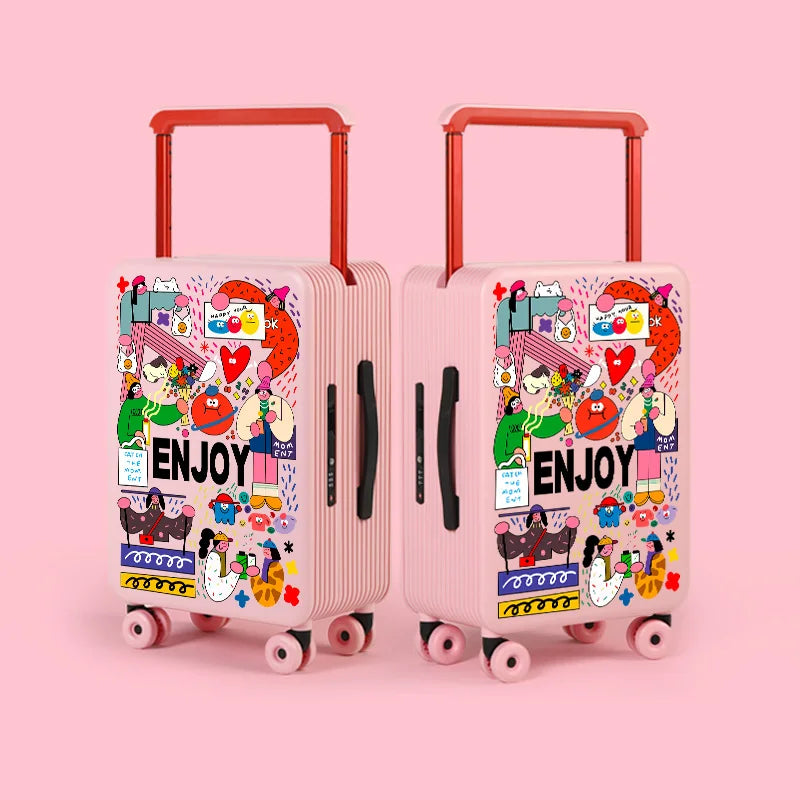 KLQDZMS Luggage High Quality 20"24"26 Inch Boarding Box Large Capacity Trolley Case Students Password Box Women's Suitcase
