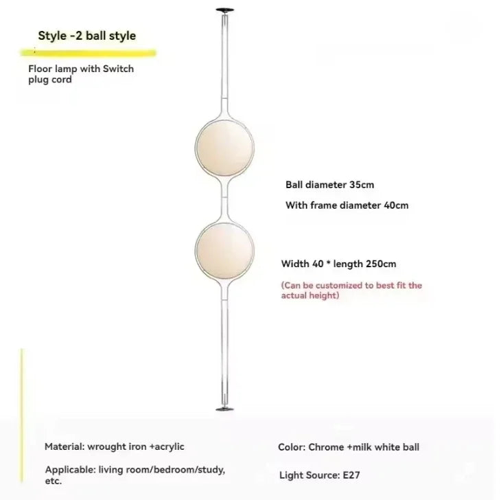 Modern White Yellow Acrylic Ball Shade Chrome Standing Floor Lamp,Hotel Living Room Bedroom Bedside Art Deco Table Lighting