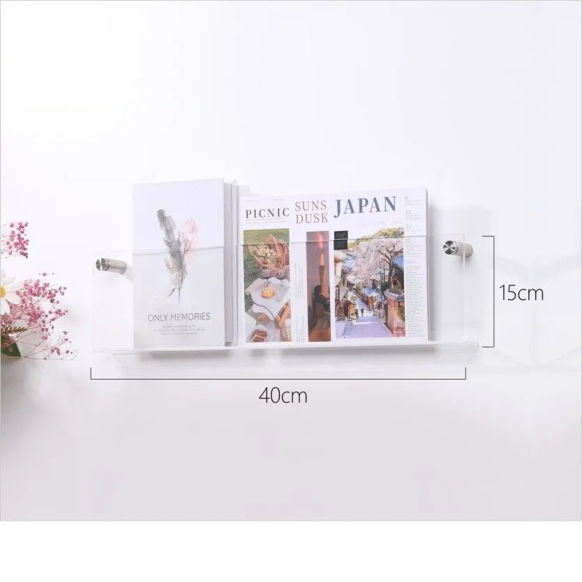 12 Color Acrylic Brochure Holder Wall Mount Magazine Rack Pamphlet Stand Floating Bookshelves Hang Display Literature Organizer