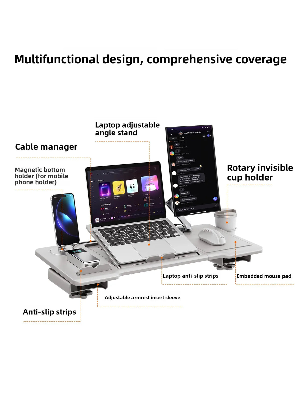 Ergonomic Chair Armrest Desk Attachment Foldable Laptop Table Mobile Office Workstation Accessory