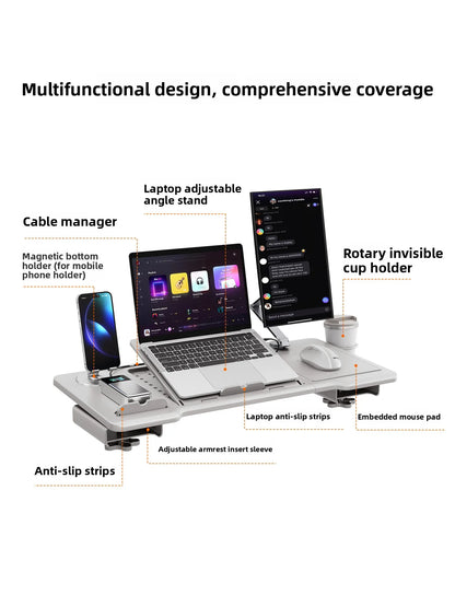 Ergonomic Chair Armrest Desk Attachment Foldable Laptop Table Mobile Office Workstation Accessory